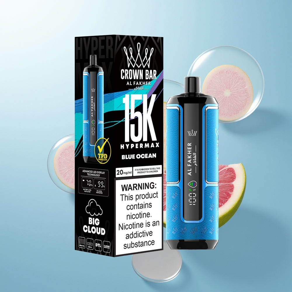 Al Fakher Crown Bar 15K Hypermax المحيط الأزرق 22 مل 600 مللي أمبير