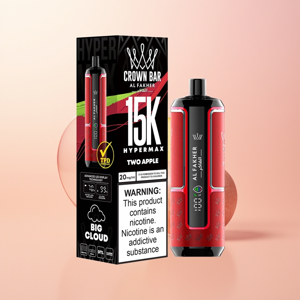 Al Fakher Crown Bar 15K Hypermax تفاحتين 22 مل 600 مللي أمبير