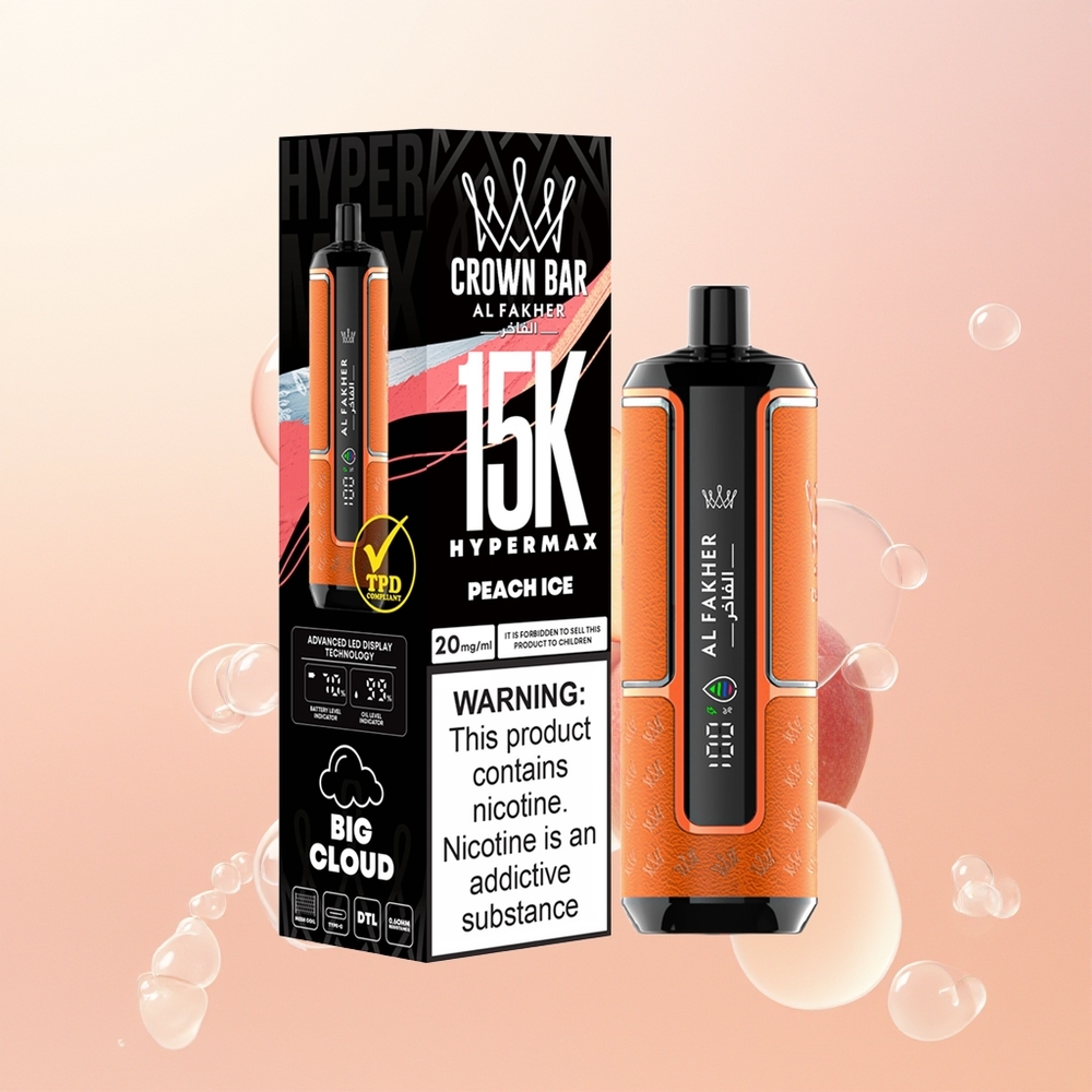 Al Fakher Crown Bar 15K Hypermax خوخ جليدي 22 مل كومباكت