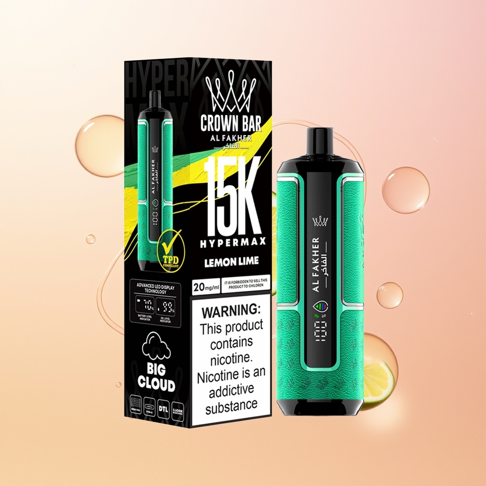 Al Fakher Crown Bar 15K Hypermax ليمون لايم 22مل 6ملغ