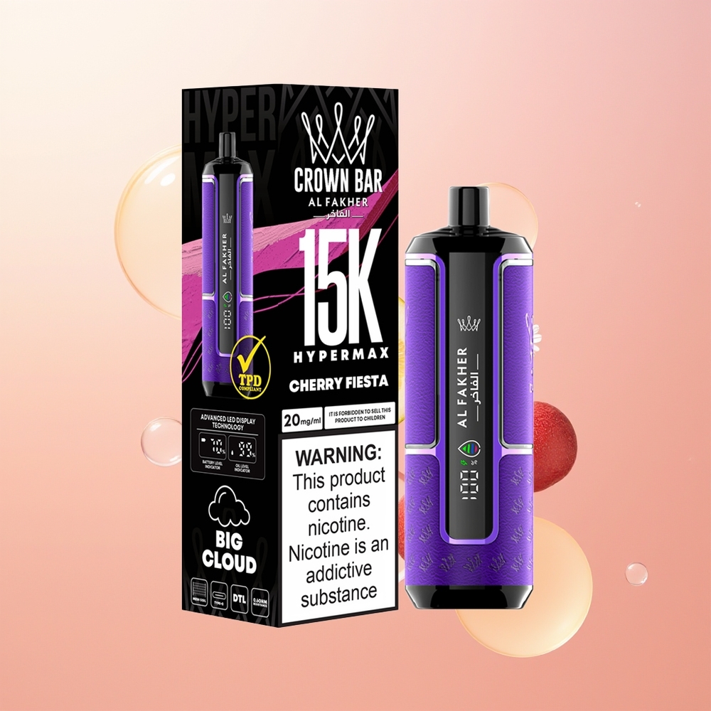 Al Fakher Crown Bar 15K Hypermax مهرجان الكرز المدمج السريع