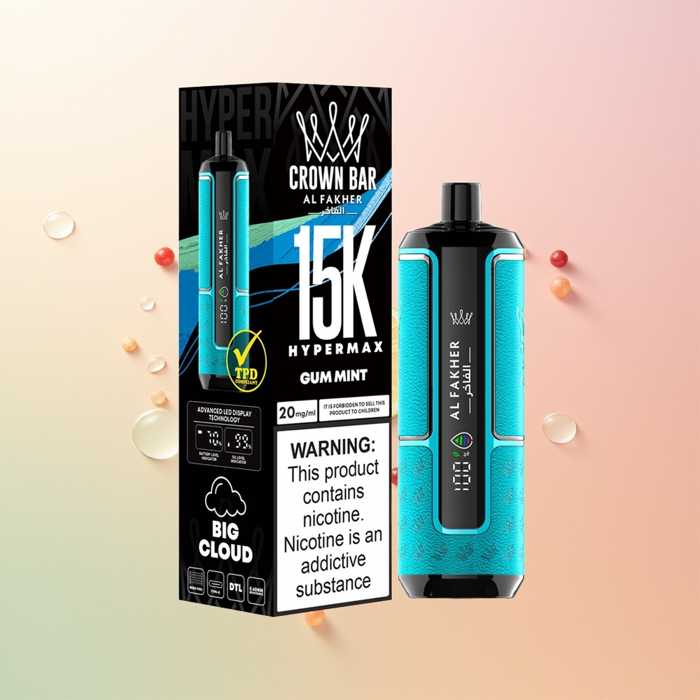 Al Fakher Crown Bar 15K Hypermax نعناع اللثة فائق السعة 22 مل