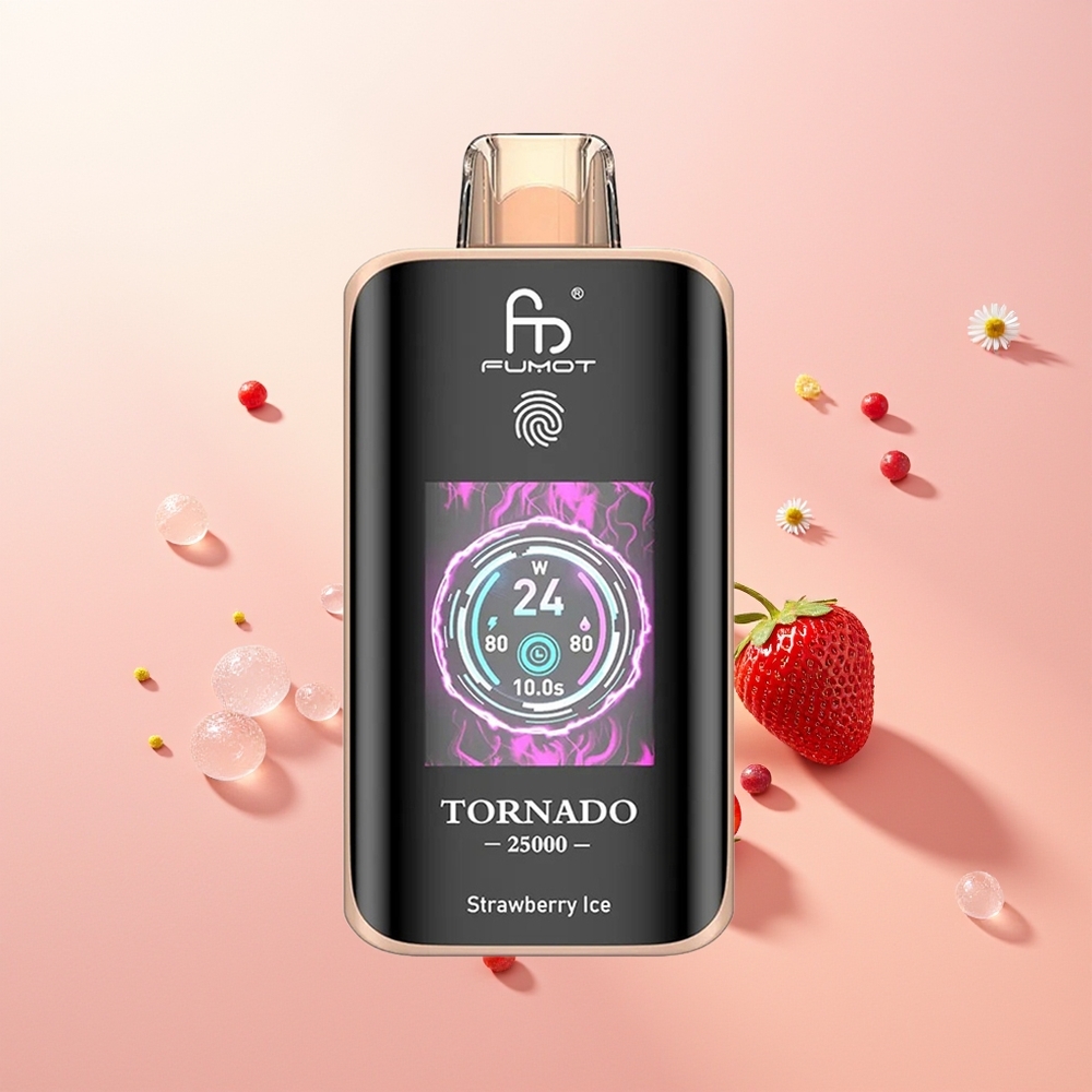 Fumot Tornado 25000 آيس كريم الفراولة شاشة عالية الدقة وبطارية قابلة لإعادة الشحن