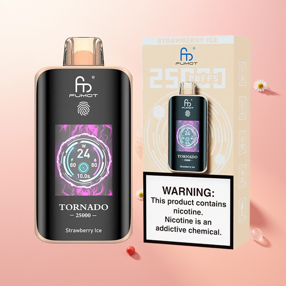Fumot Tornado 25000 آيس كريم الفراولة شاشة عالية الدقة وبطارية قابلة لإعادة الشحن