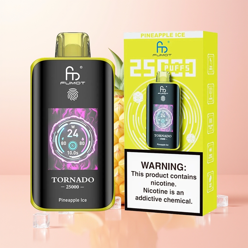 Fumot Tornado 25000 أناناس جليدي شاشة عالية الدقة وبطارية قابلة للشحن
