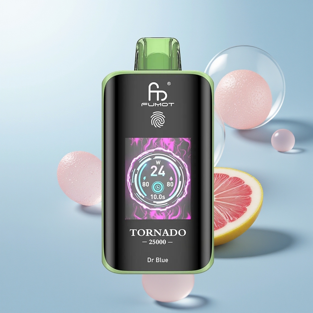 Fumot Tornado 25000 الدكتور الأزرق شاشة عالية الدقة وبطارية قابلة لإعادة الشحن