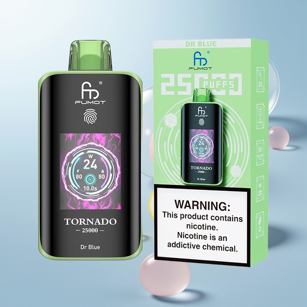 Fumot Tornado 25000 الدكتور الأزرق شاشة عالية الدقة وبطارية قابلة لإعادة الشحن