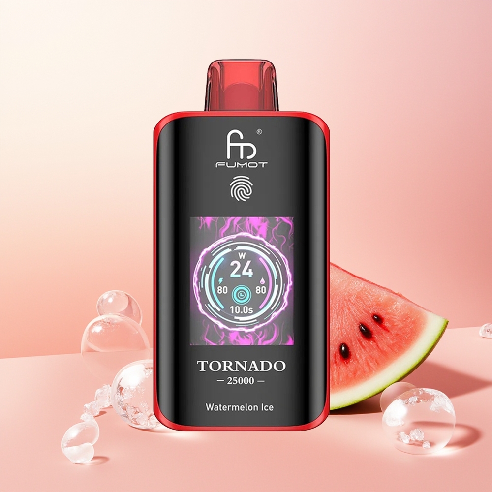 Fumot Tornado 25000 بطيخ مثلج بشاشة عالية الدقة وبطارية قابلة للشحن
