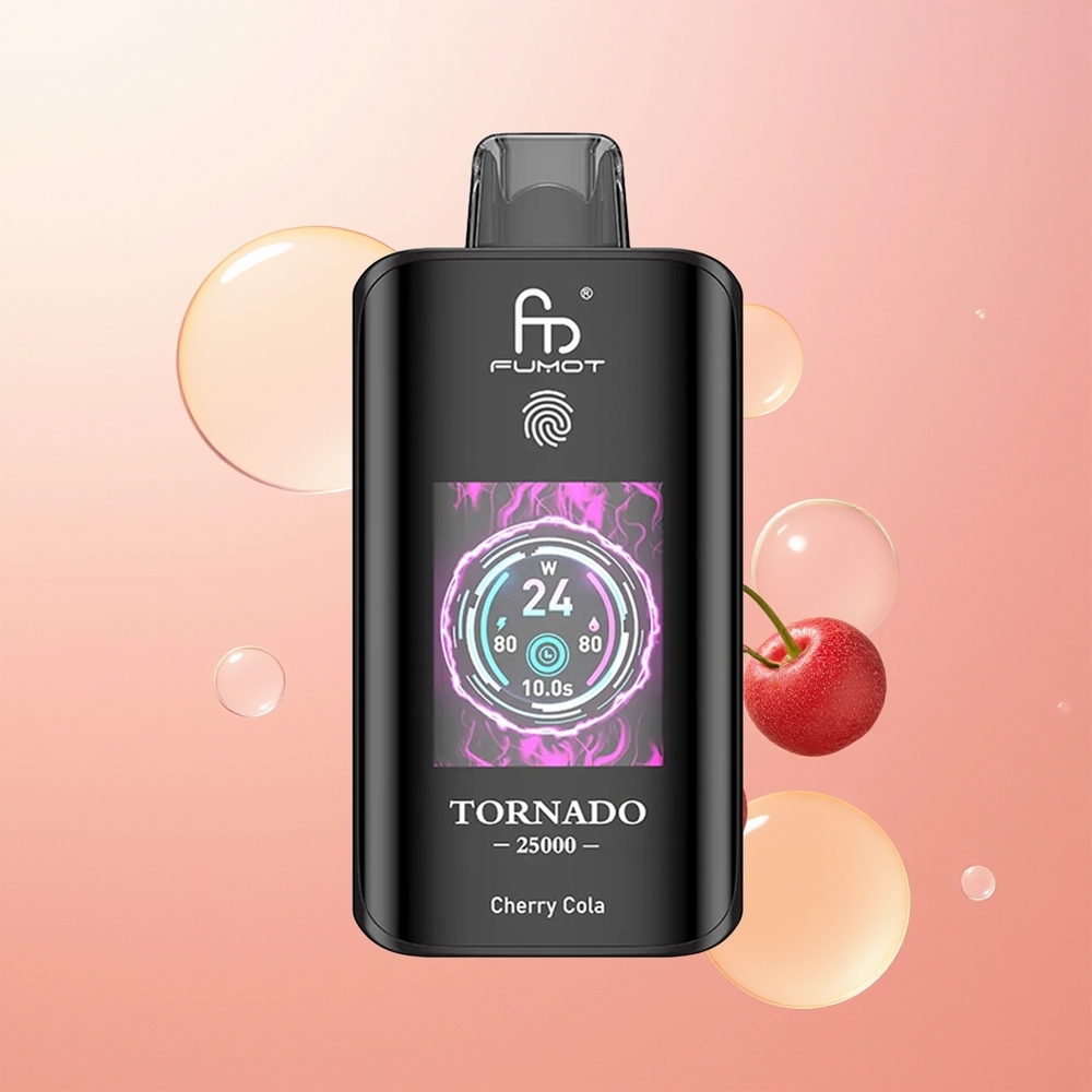 Fumot Tornado 25000 كرز كولا شاشة عالية الدقة وبطارية قابلة للشحن