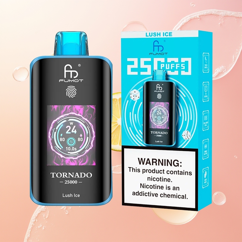 Fumot Tornado 25000 لوش آيس شاشة عالية الدقة وبطارية قابلة للشحن