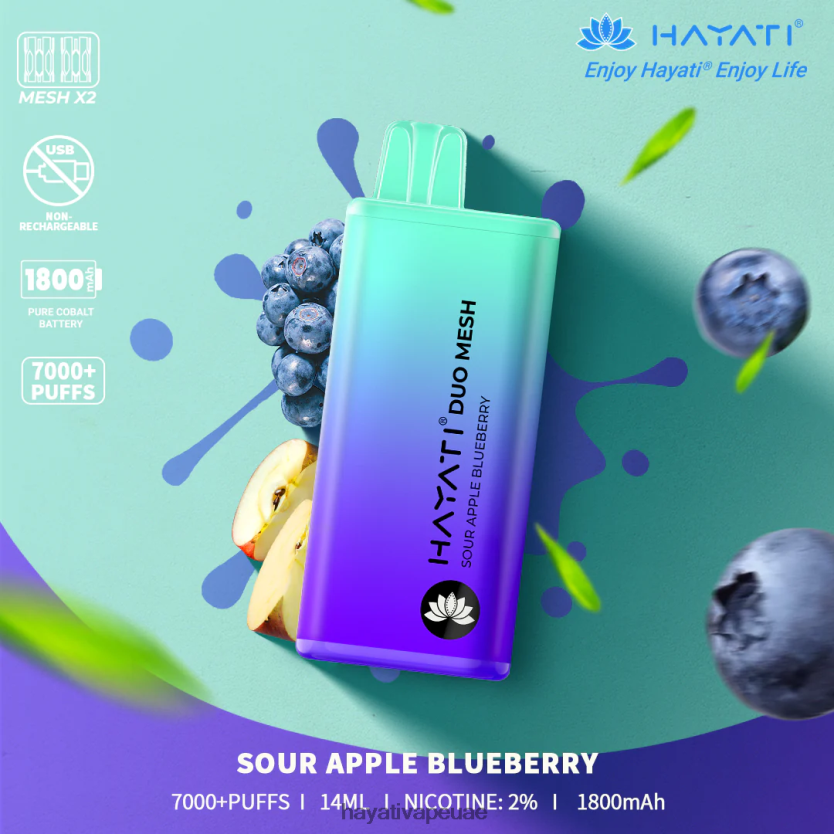 Hayati Duo Mesh يمكن التخلص منه التفاح الحامض، التوت - Hayati Vape Liquid 4B028H188