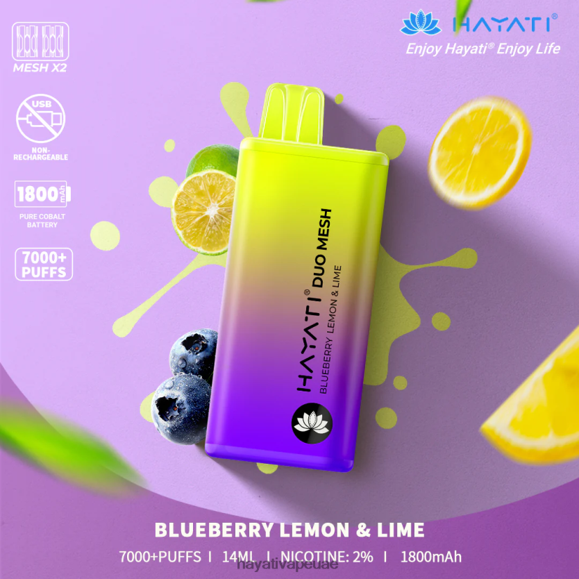 Hayati Duo Mesh يمكن التخلص منه التوت والليمون والليمون - Hayati Vape Dubai 4B028H165