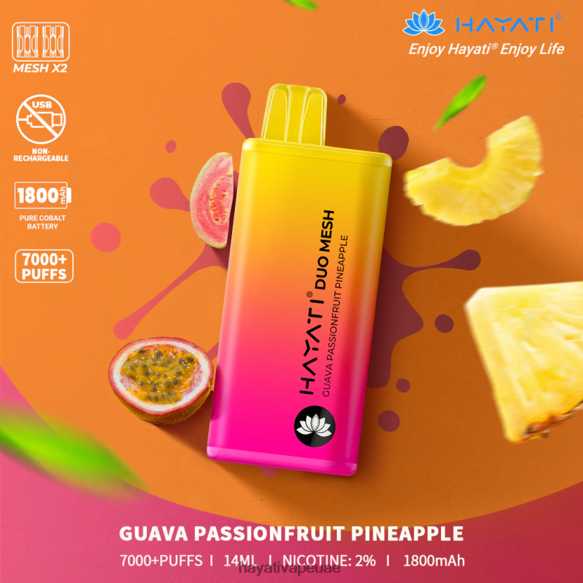 Hayati Duo Mesh يمكن التخلص منه الجوافة الباشن فروت والأناناس - Hayati Vapes Wholesale 4B028H170