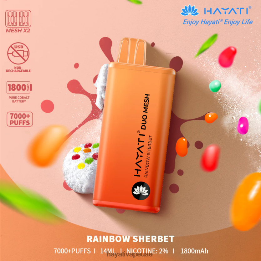 Hayati Duo Mesh يمكن التخلص منه شربات قوس قزح - Hayati Vape Flavours 4B028H177