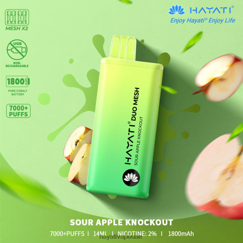 Hayati Duo Mesh يمكن التخلص منه ضربة قاضية التفاح الحامض - Hayati Vapes Wholesale 4B028H180