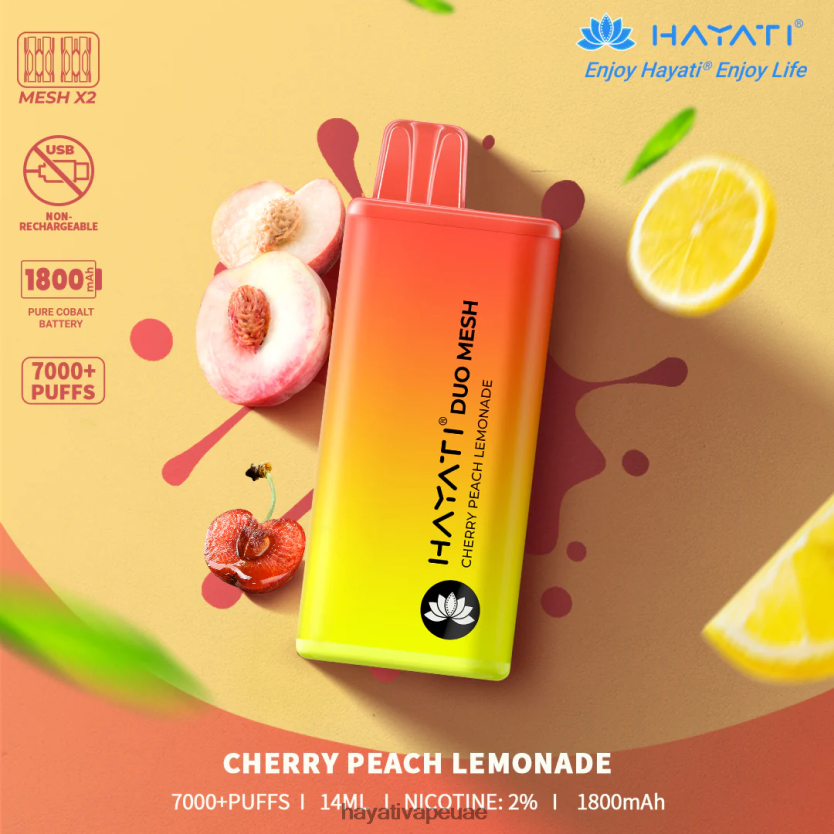 Hayati Duo Mesh يمكن التخلص منه عصير الليمون والخوخ والكرز - Hayati Vape Liquid 4B028H168