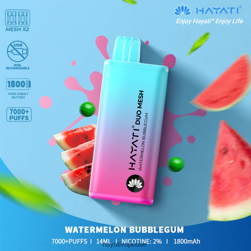 Hayati Duo Mesh يمكن التخلص منه علكة البطيخ - Hayati Vape Dubai 4B028H185