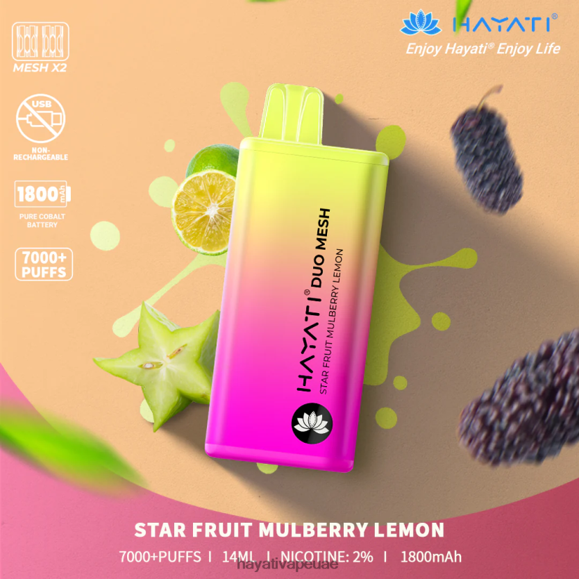 Hayati Duo Mesh يمكن التخلص منه فاكهة النجمة التوت والليمون - Hayati Vapes Wholesale 4B028H190