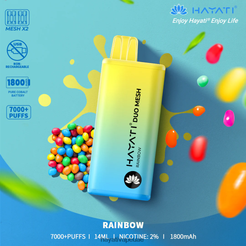 Hayati Duo Mesh يمكن التخلص منه قوس المطر - Hayati Vape UAE 4B028H176