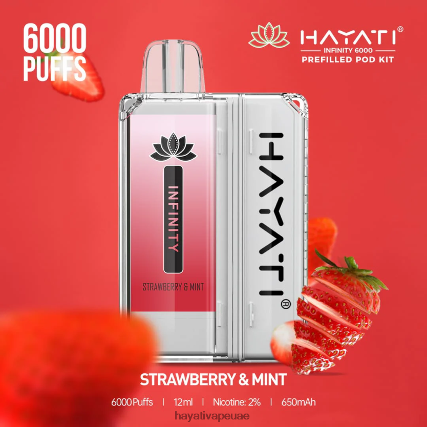 Hayati Infinity 6000 مجموعة جراب الفراولة والنعناع - Hayati Vapes Wholesale 4B028H160