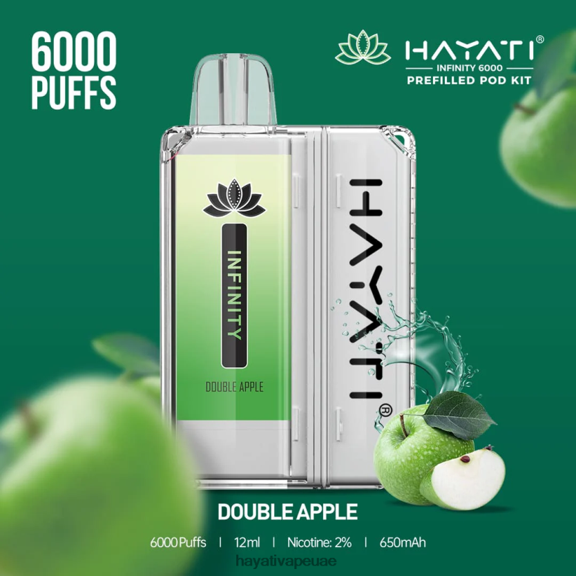 Hayati Infinity 6000 مجموعة جراب تفاحة مزدوجة - Hayati Vape UAE 4B028H146