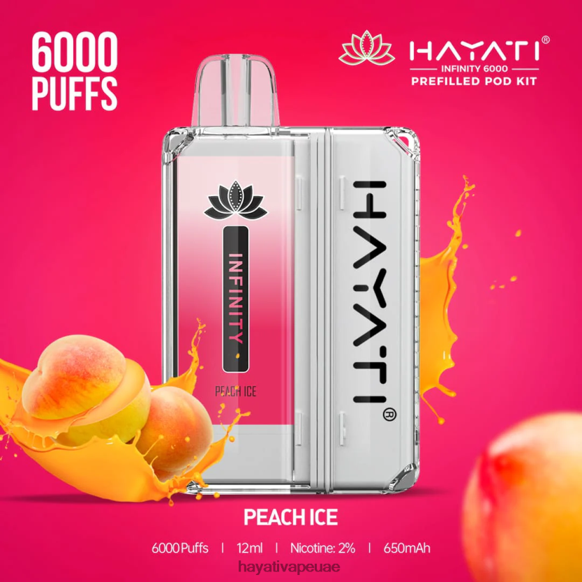 Hayati Infinity 6000 مجموعة جراب جليد الخوخ - Hayati Vape Dubai 4B028H155