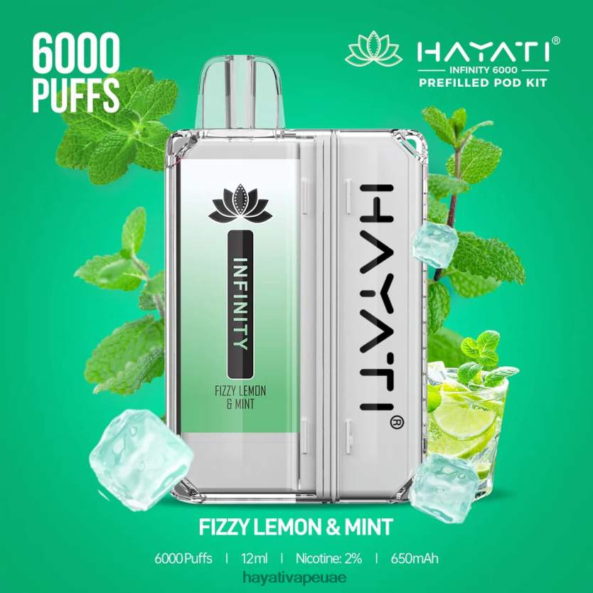 Hayati Infinity 6000 مجموعة جراب ليمون ونعناع غازي - Hayati Vape Flavours 4B028H147
