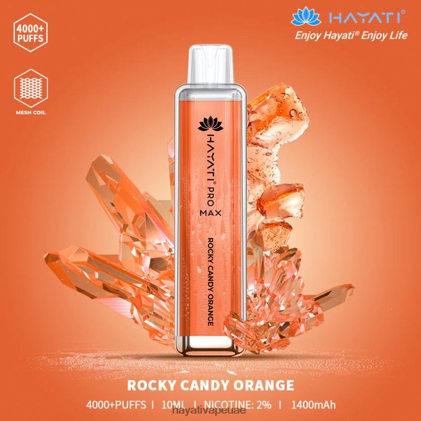 Hayati Pro Max يمكن التخلص منه البرتقال الحلوى الصخرية - Hayati Vape Liquid 4B028H118