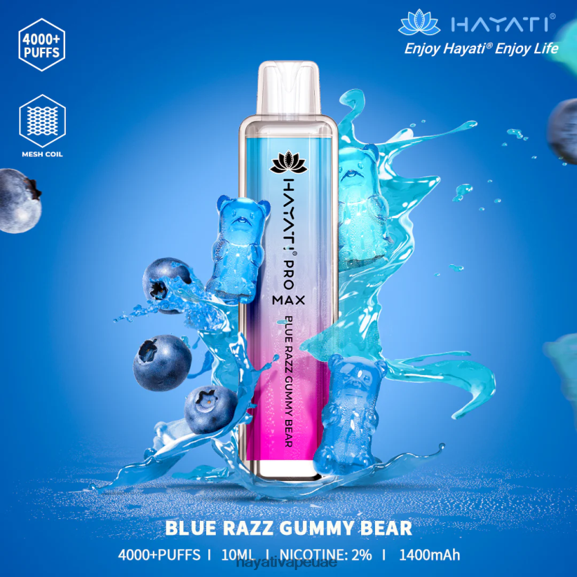 Hayati Pro Max يمكن التخلص منه الدب الصمغي الأزرق - Hayati Vape Near Me 4B028H129