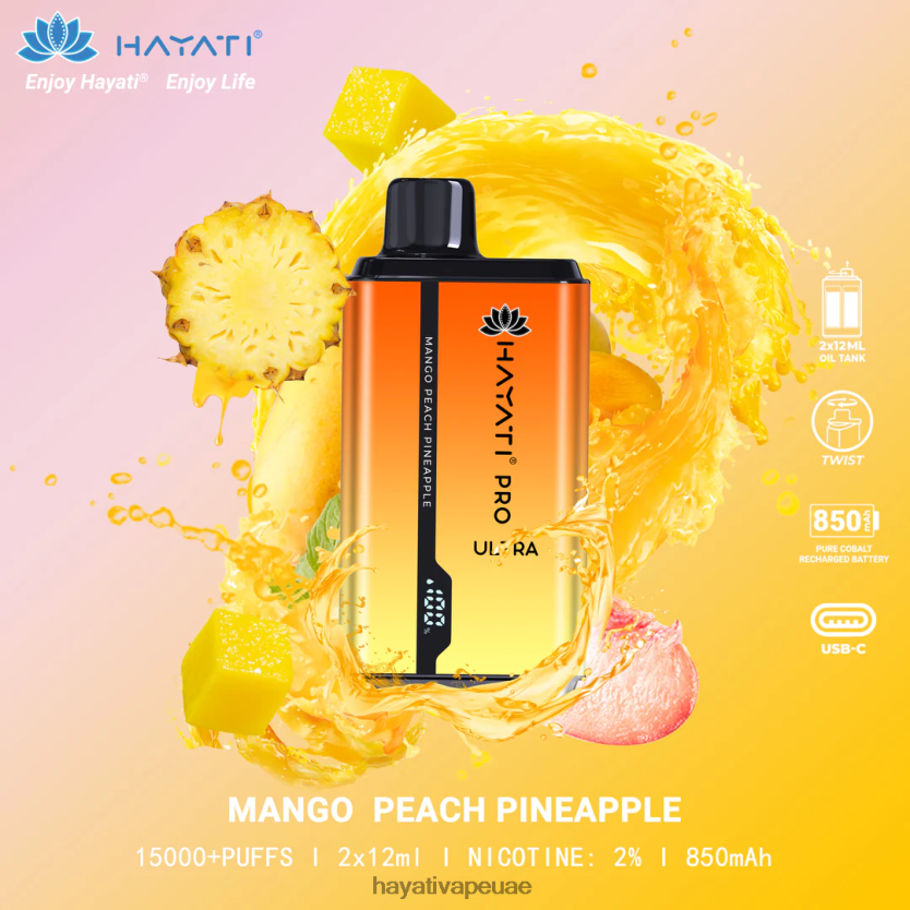 Hayati Pro Ultra المتاح 15000 نفث مانجو خوخ أناناس - Hayati Abu Dhabi 4B028H204