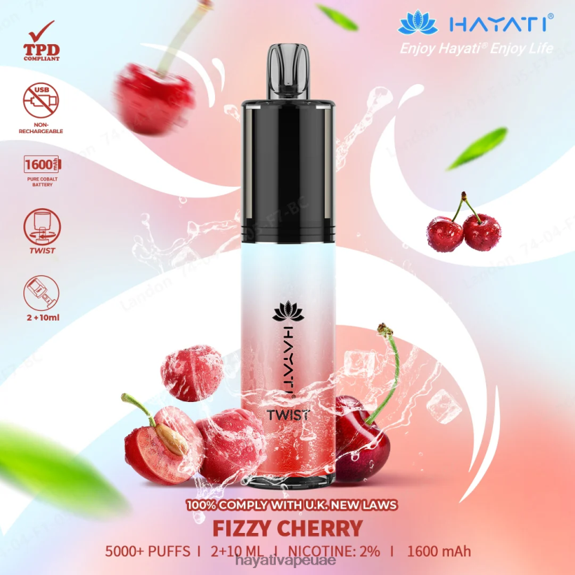 Hayati Twist يمكن التخلص منه الكرز الغازية - Hayati Vape Near Me 4B028H69