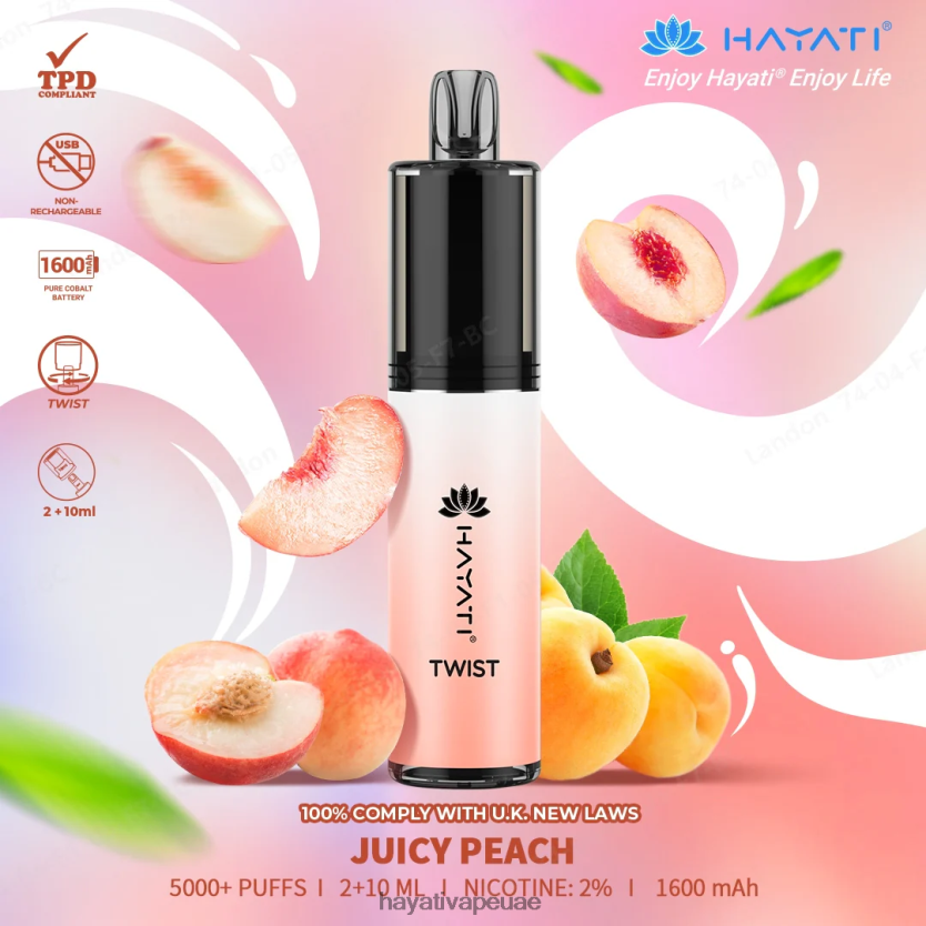 Hayati Twist يمكن التخلص منه عصير الخوخ - Hayati Vape Price 4B028H72
