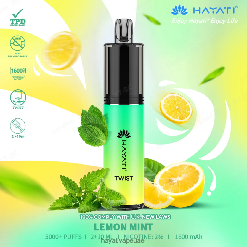 Hayati Twist يمكن التخلص منه ليمون نعناع - Hayati Vape UAE 4B028H76