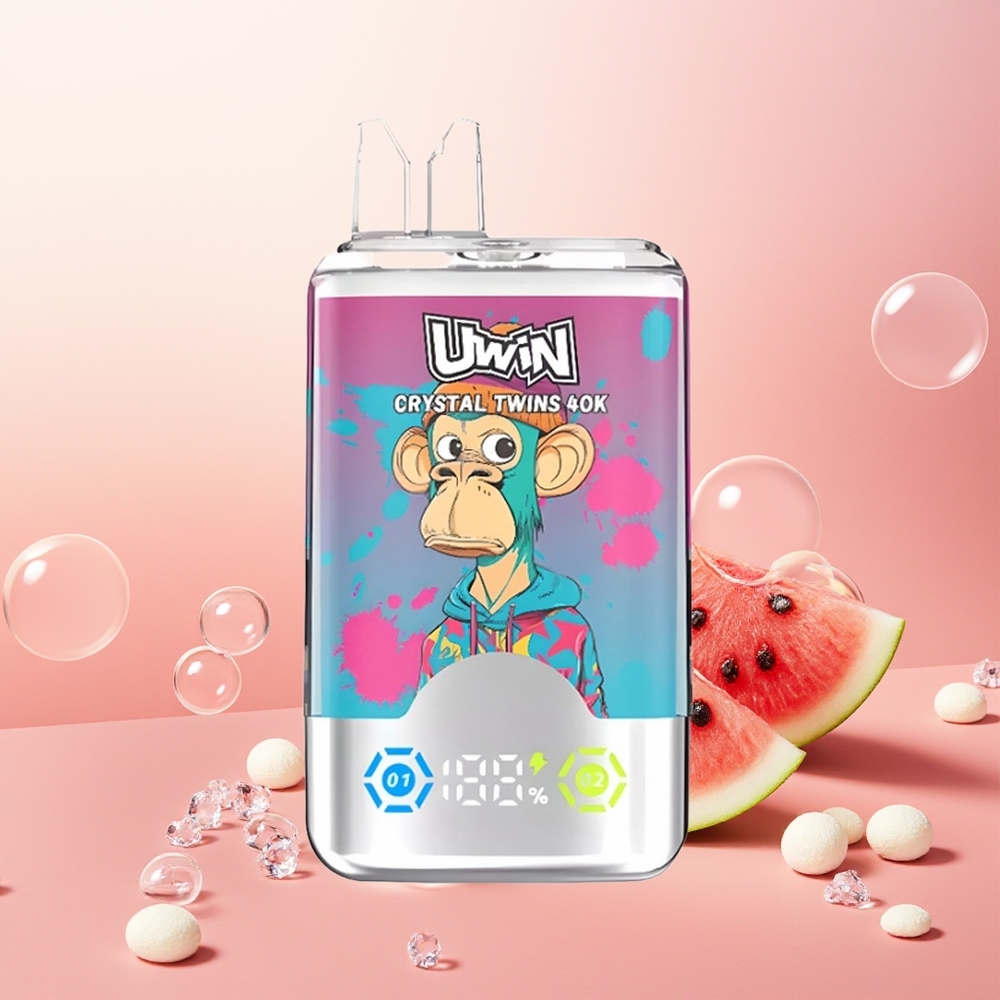 Uwin Crystal Twins 40000 بطيخ مثلج بتوت مع شحن نوع سي وسعة ٣٢ مل