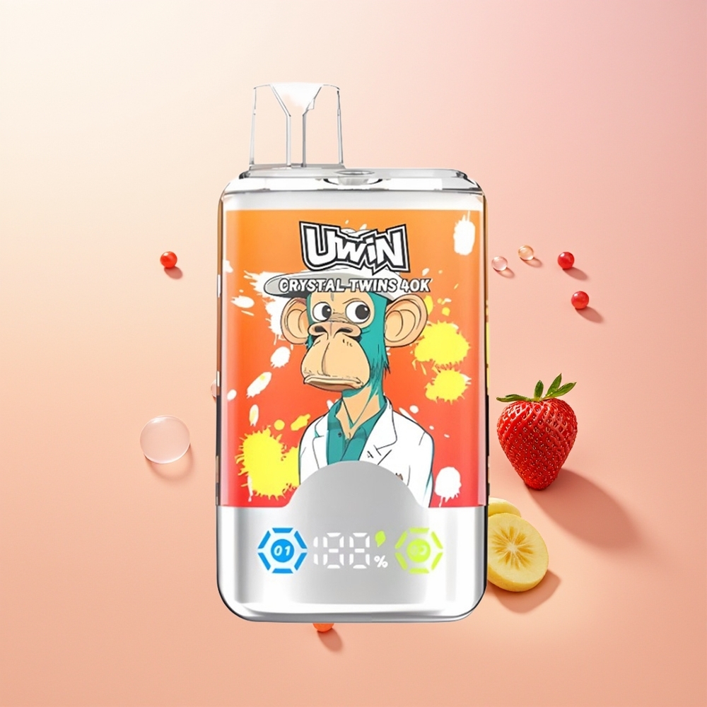 Uwin Crystal Twins 40000 حب الفراولة والموز 32 مل