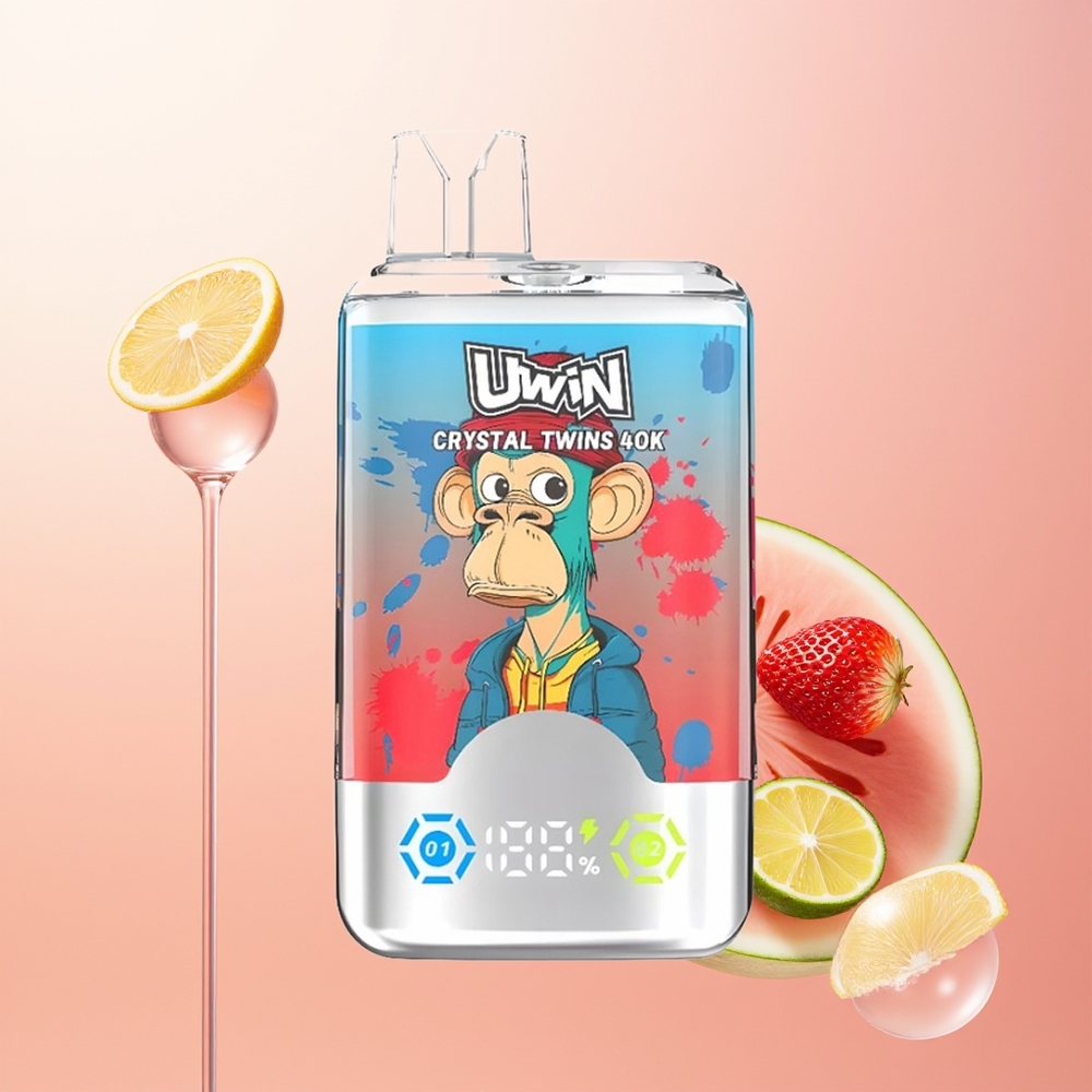 Uwin Crystal Twins 40000 فراولة بطيخ ليمون ليم مع نكهتين وشاحن نوع سي