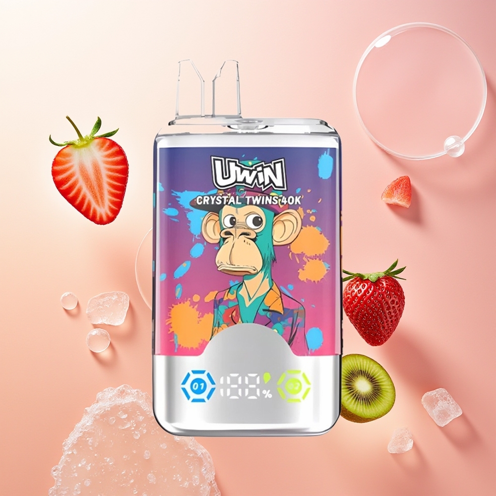 Uwin Crystal Twins 40000 فراولة كيوي عنب ثلج بنظام نكهتين وشحن Type-C