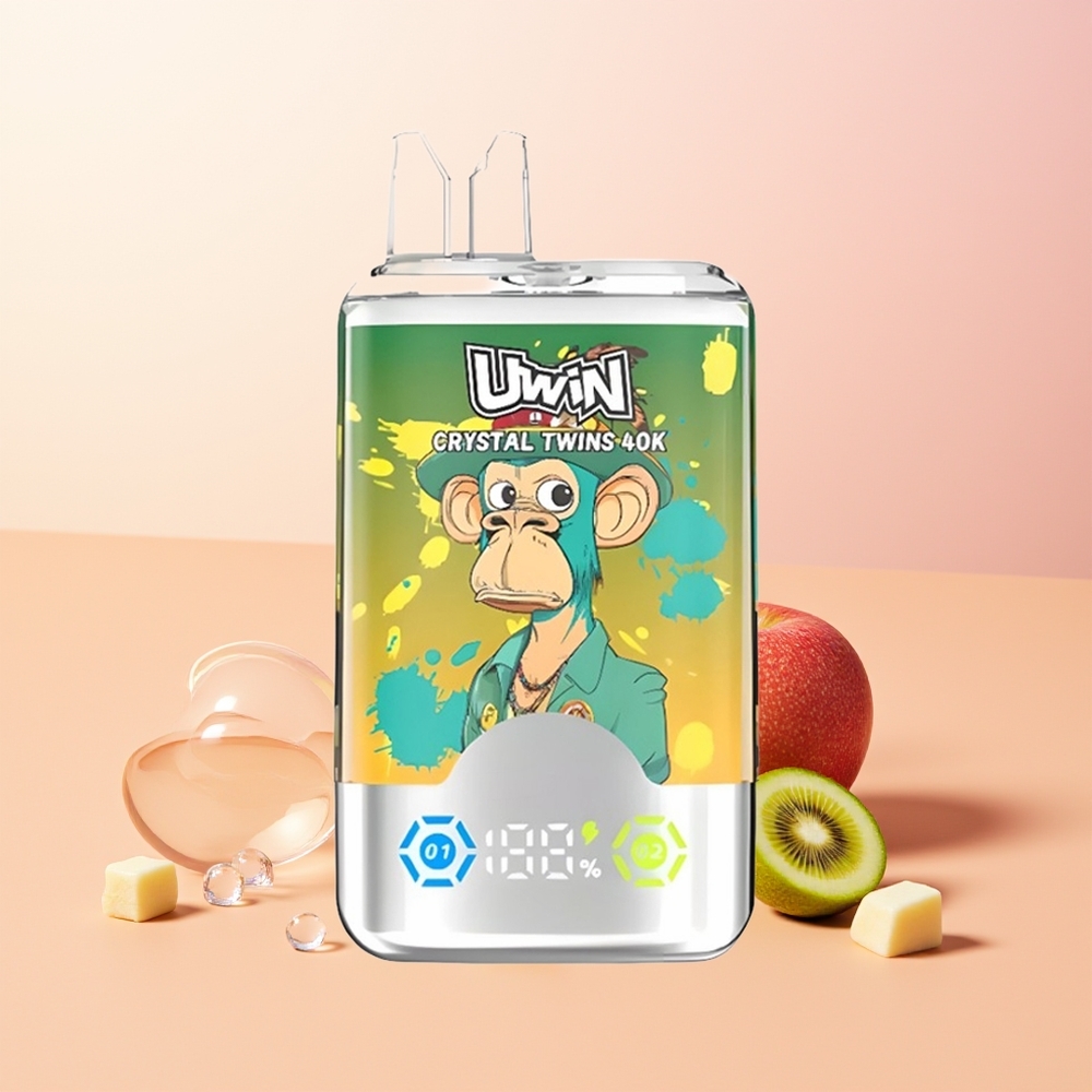 Uwin Crystal Twins 40000 كيوي باشن فروت جوافة تفاحتين بنظام نكهتين وشاحن Type-C