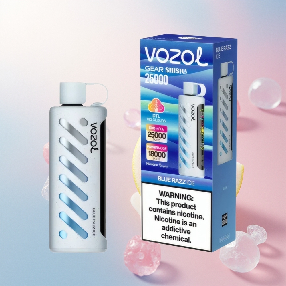 VOZOL Gear Shisha 25000 أزرق توت الجليد مع شريح ذكي و نيكوتين 5ملغ/مل