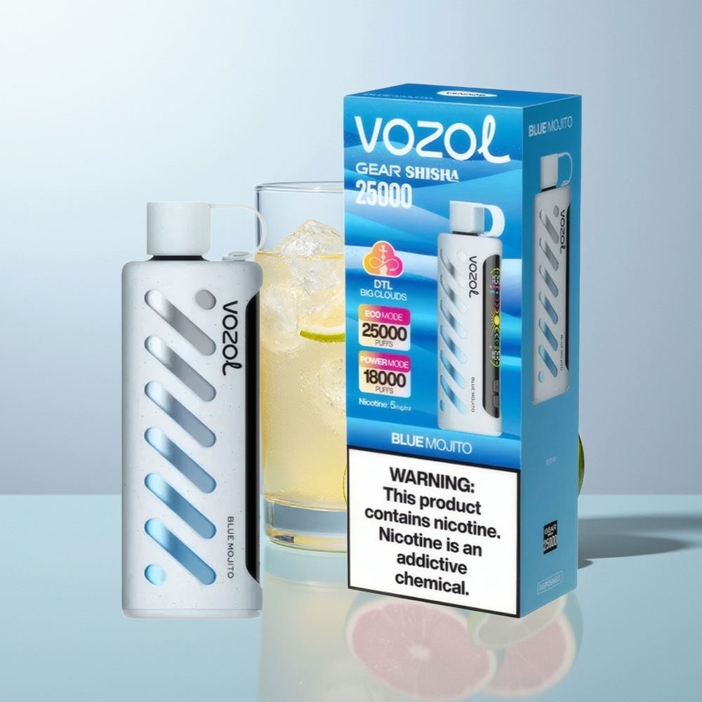 VOZOL Gear Shisha 25000 المجيتو الأزرق بنكهات مزدوجة ورقاقة ذكية