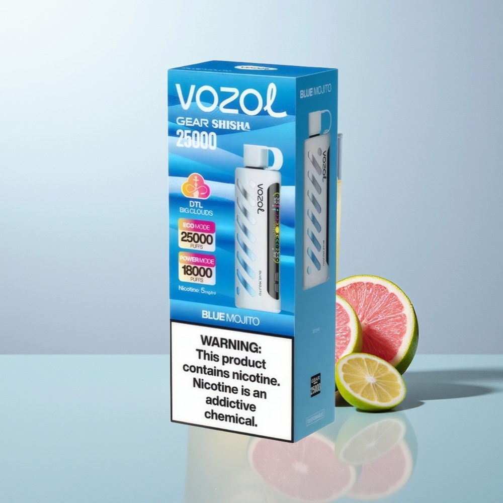 VOZOL Gear Shisha 25000 المجيتو الأزرق بنكهات مزدوجة ورقاقة ذكية