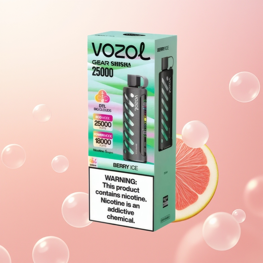 VOZOL Gear Shisha 25000 توت ثلجي بشريحة ذكية ونكهات لذيذة