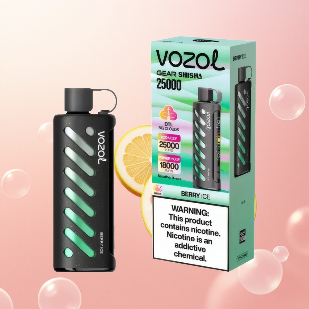 VOZOL Gear Shisha 25000 توت ثلجي بشريحة ذكية ونكهات لذيذة