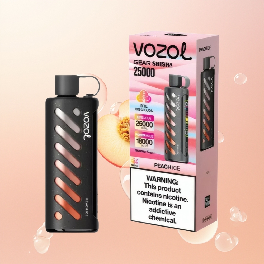 VOZOL Gear Shisha 25000 خوخ جليدي مع رقاقة ذكية ونكهات لذيذة