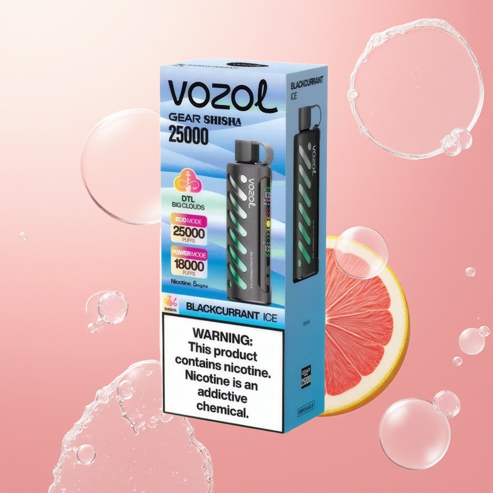 VOZOL Gear Shisha 25000 عصير الكشمش الأسود المثلج بالشريحة الذكية