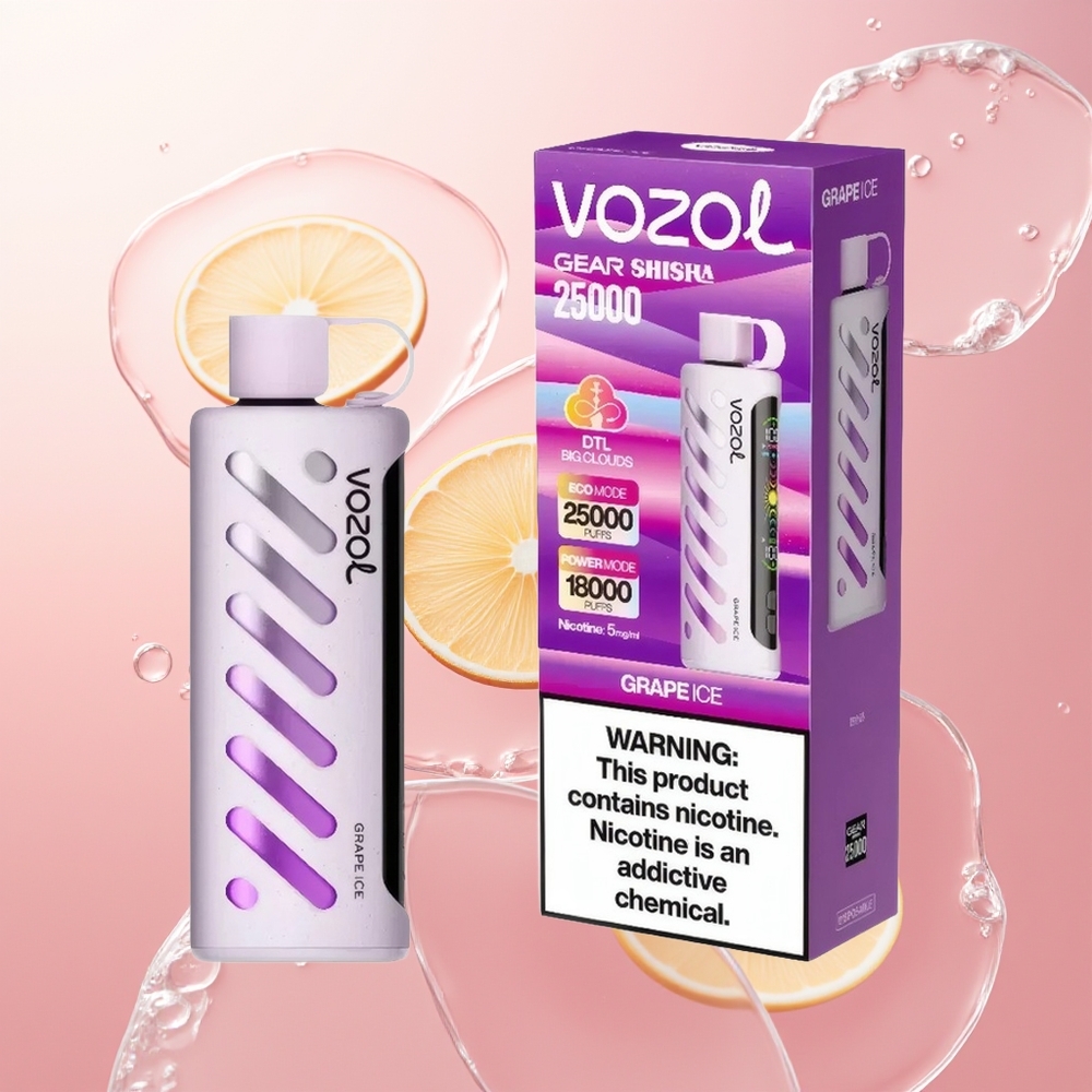 VOZOL Gear Shisha 25000 عنب الجليد مع تقنية SiLC ونظام المزدوج