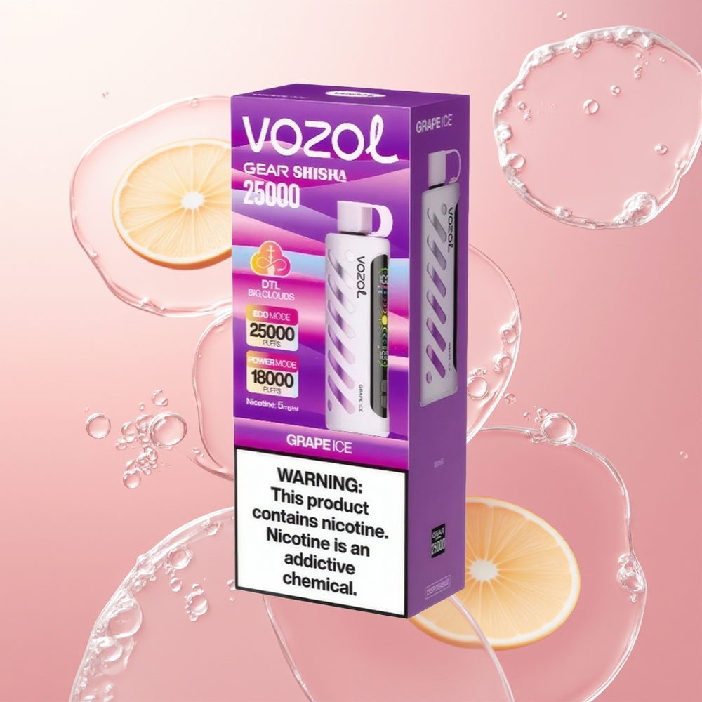 VOZOL Gear Shisha 25000 عنب الجليد مع تقنية SiLC ونظام المزدوج