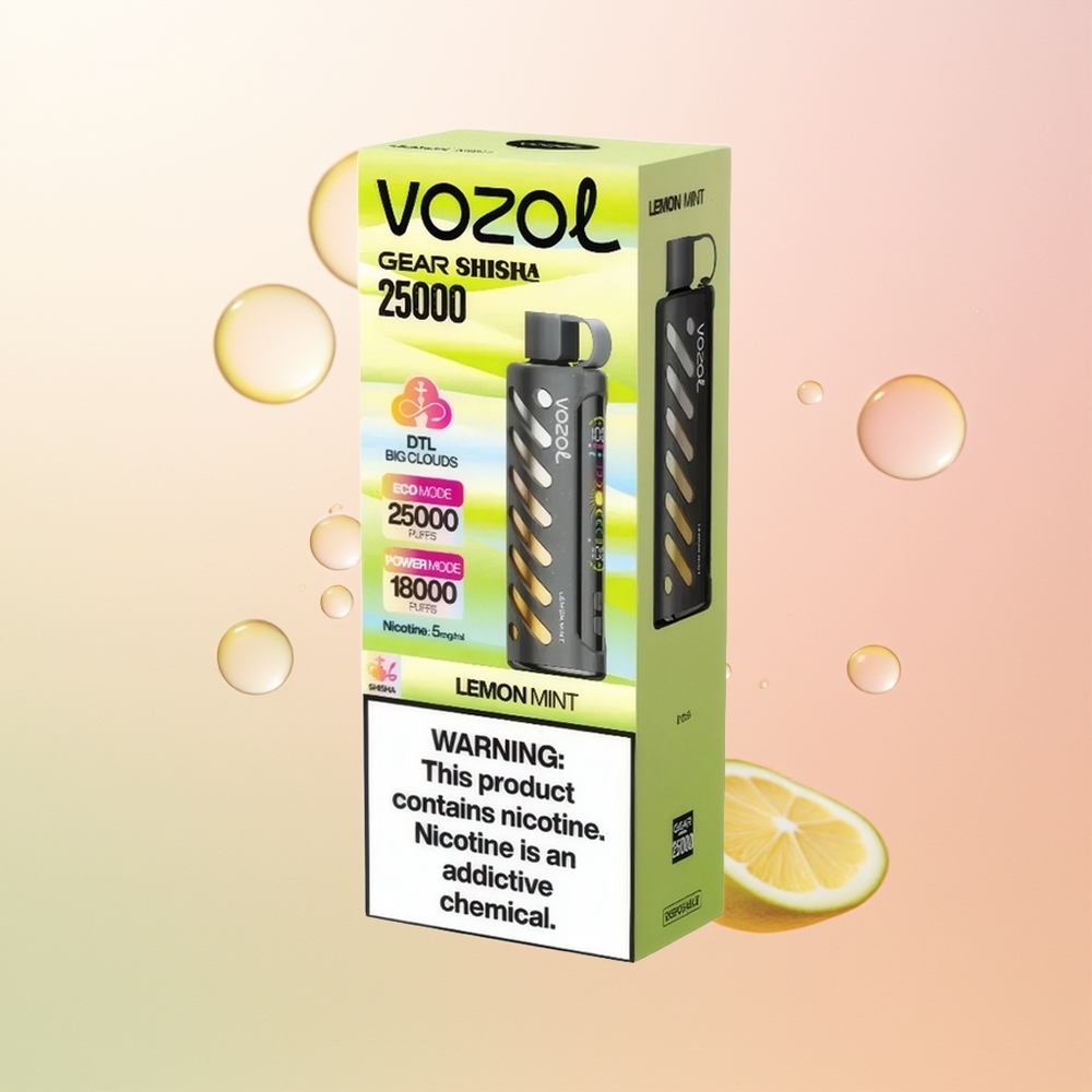 VOZOL Gear Shisha 25000 ليمون نعناع بتقنية SiLC
