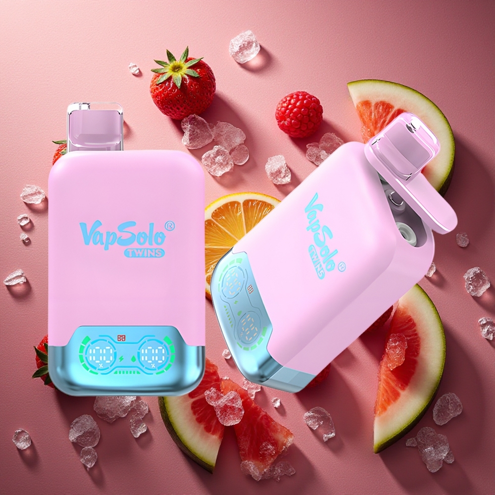 Vapsolo Twins 20000 التنين الجليدي الأسود فاكهة الفراولة والتوت الأحمر والبطيخ المائي مع 40 مل و 20000 نفخة