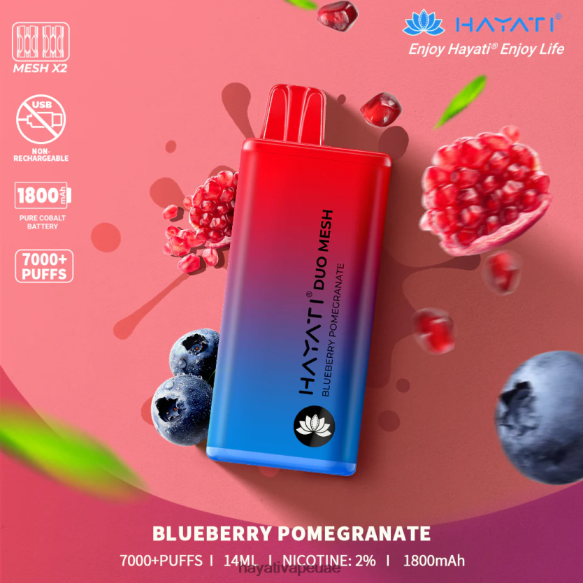 Hayati Duo Mesh يمكن التخلص منه رمان توت - Hayati Vape UAE 4B028H186